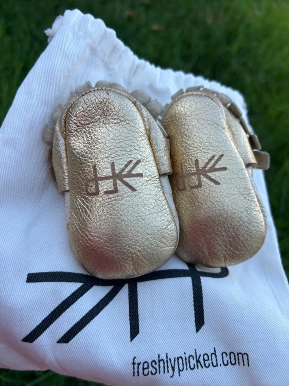 Freshly Picked Cream Moccasins with Gold Polka Dots
